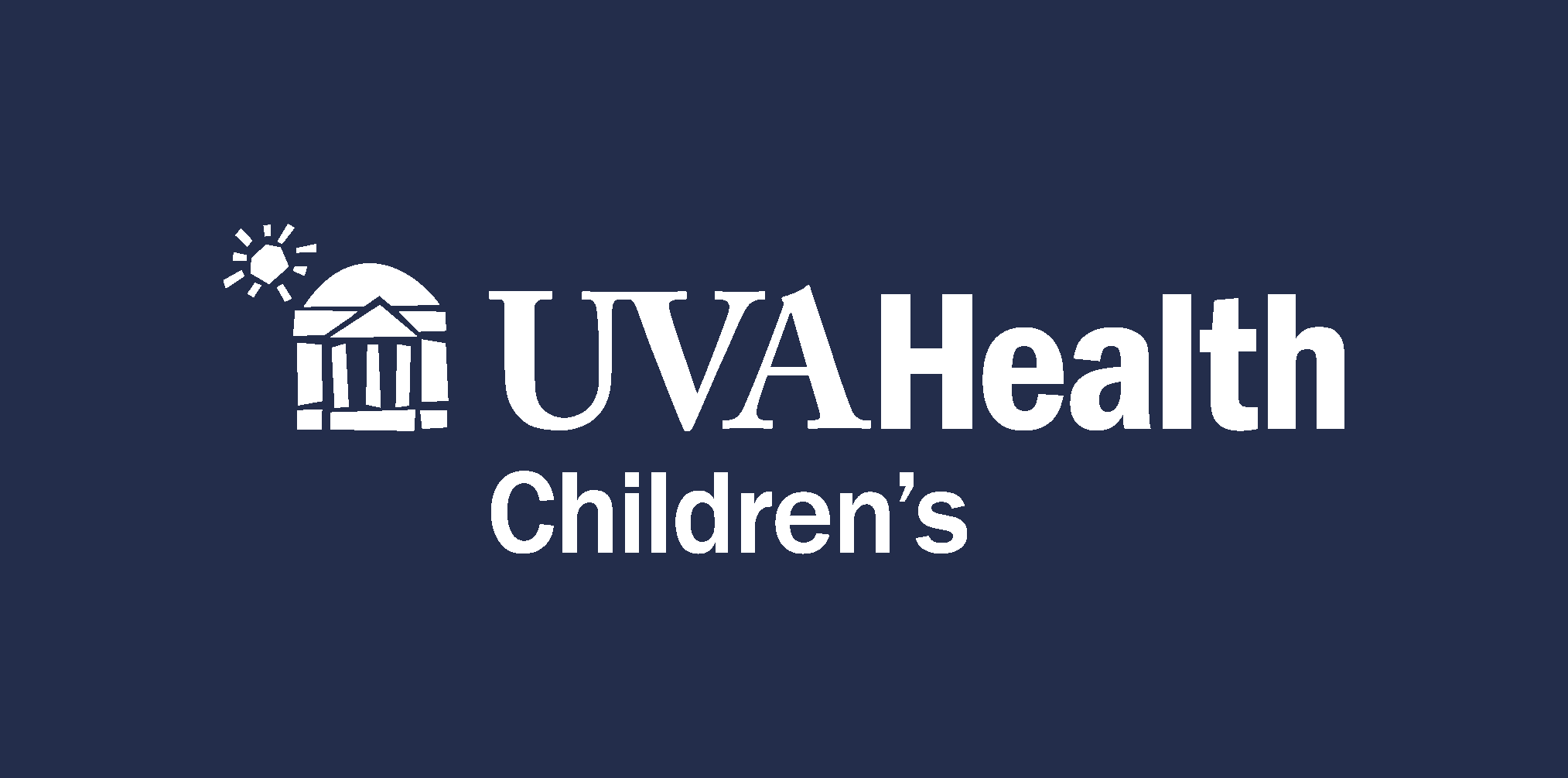 White UVA Children's logo on blue background