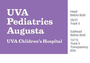 UVA Children's font guidelines type styling, point size