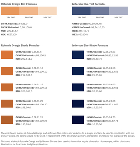 UVA Health Brand tint color guidelines